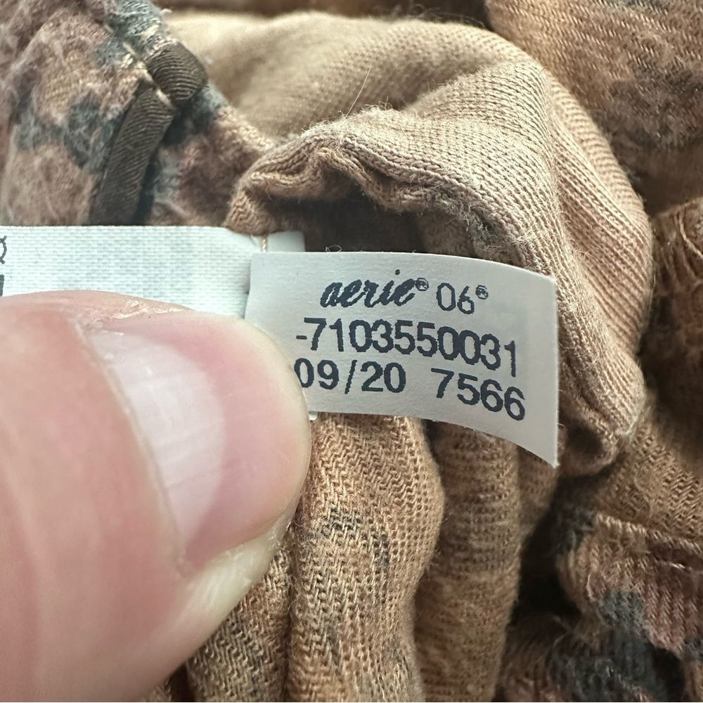 Aerie Brown Leopard Print Ruffle Trim Pajama Flannel Boxer Shorts Size Medium - Picture 10 of 16